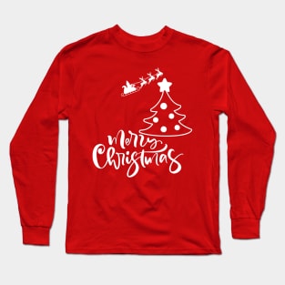 Merry Christmas with Santa on sleigh with reindeer Long Sleeve T-Shirt